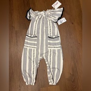 NWT Jessica Simpson Flutter Sleeve Romper with Pockets Moonless Night 18 months